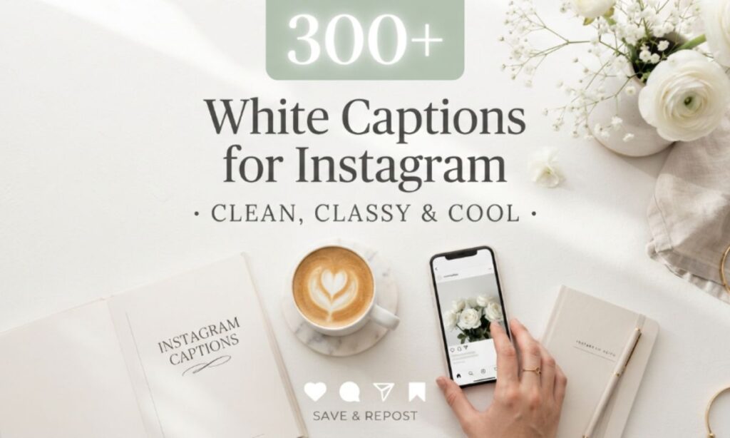 300+ White Captions